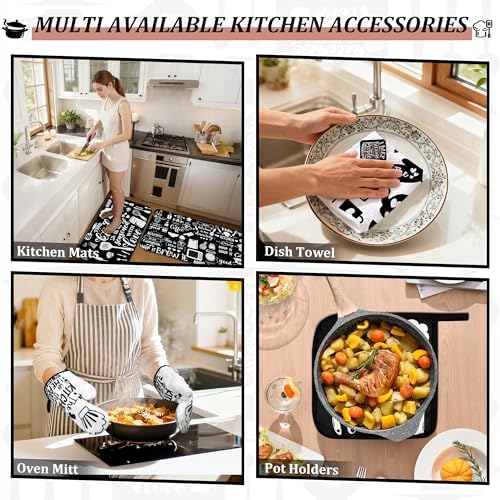 10 PCS Sunflower Plaid Kitchen Decor and Accessories 4 Kitchen Towels