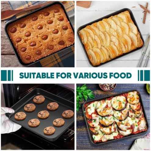 E-far Baking Sheet Set of 2, 10.5" x 8" x 1" Cookie Sheet Pan for