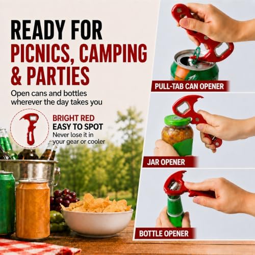Pull Tab Can Opener, Magnetic 3-in-1 Bottle Opener, Magnetic Jar