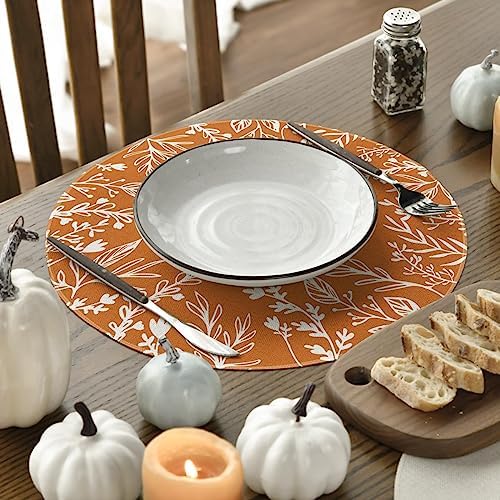 Artoid Mode Eucalyptus Leaves Round Fall Placemats Set of 6-14 Inch