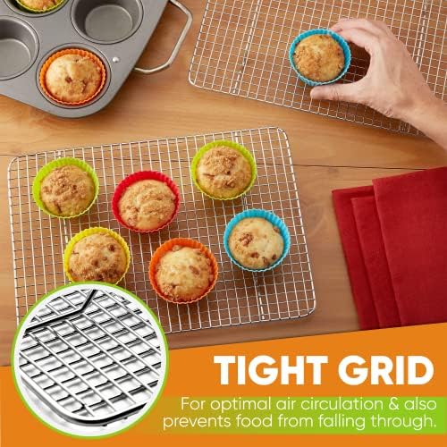 Spring Chef 8.5" x 12" Stainless Steel Cooling Rack for Baking, Set of