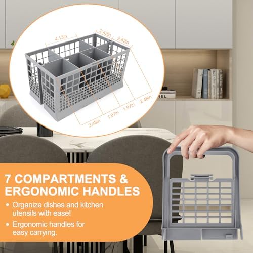 Tbest Dishwasher Silverware Basket, 7 Compartments 9.5 x 5.4 x 4.8