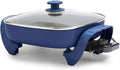 GreenLife 12" 5QT Square Electric Skillet, Glass Vented Lid, Ceramic PFAS-Free by GreenLife