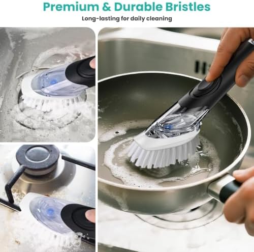 Soap Dispensing Dish Brush with Holder