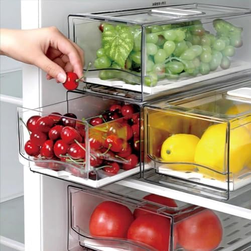 2 Pack Fruit Storage Containers with Strainer, Clear