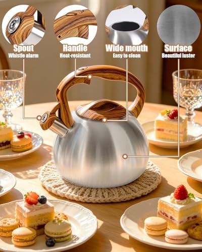Misswater Tea Kettle for Stove Top,3.1QT Whistling Tea Kettle
