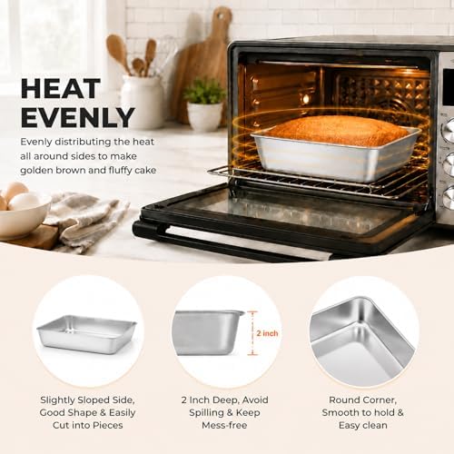 TeamFar 8x8 Baking Pan, Stainless Steel Square Cake Brownie Pan
