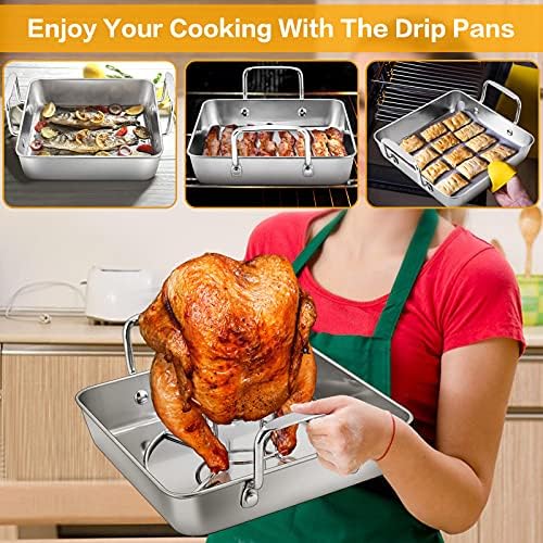 HaSteeL Roasting Pan, Beer Can Chicken Holder Rack & Oil Brush Set