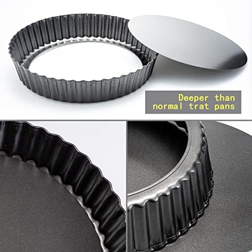 11 x 2 Inches Deep Dish Tart Pan Set of 2, Nonstick Tall Tart Quiche