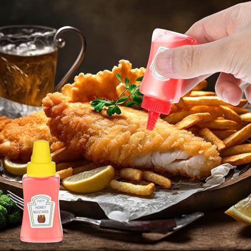 YUXIANLB 4Pcs Mini Ketchup Bottles, 25ml Small Condiment Squeeze