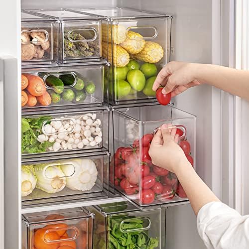 9.5QT Refrigerator Organizer Fridge Storage Bin with Pull-out Drawer