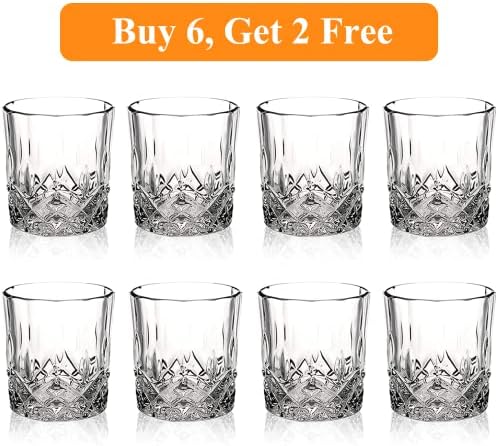 Gencywe Crystal Whiskey Glasses Set of 8(Buy 6, get 2 Free), 11 OZ Old