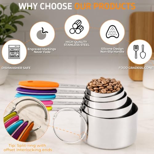 Stainless Steel Measuring Cups and Spoons Set, 10-Piece