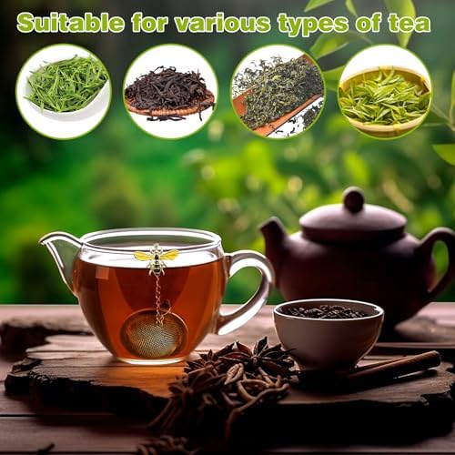 8Pcs Tea Ball,2.1 Inch Teas Strainer with Honey Bee Set Pendant