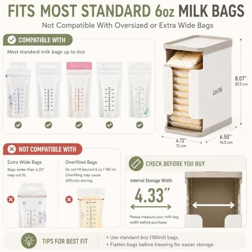 Breast Milk Bag Organizer with Aluminum Freeze Tray, FIFO Storage