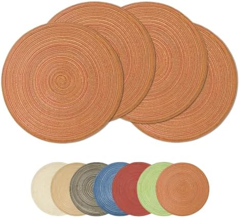 Artoid Mode Orange Cotton Polyester Braided Placemats Set of