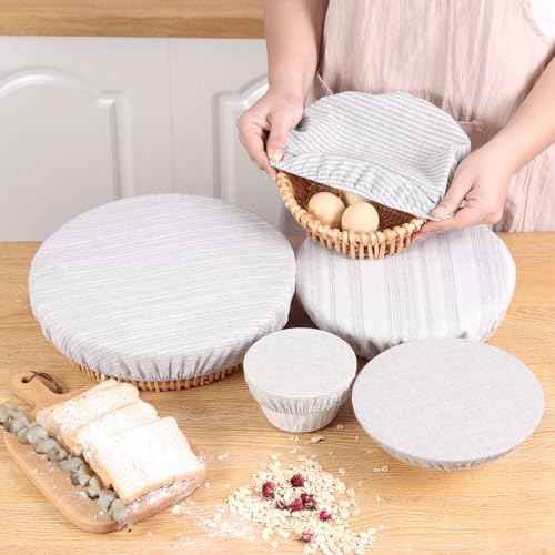 Reusable Bowl Covers, 5 Size Stretch Cloth Bowl Covers for Bread