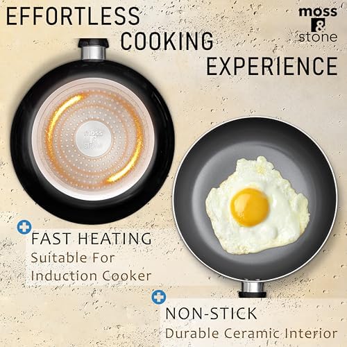 Moss & Stone 6 Pcs Black Nonstick Cookware Set, Induction Cookware