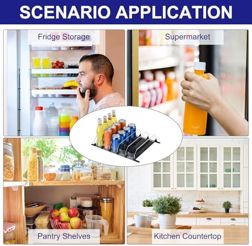 uxcell 6-Piece Soda Can Organizer for Refrigerator, Black