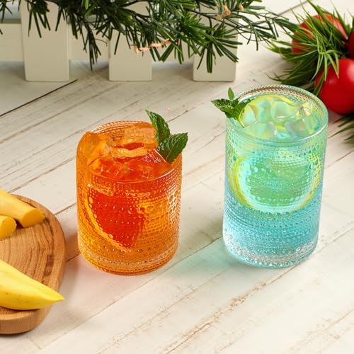 Hobnail Drinking Glasses Set of 12, Vintage Drinking Glasses,12 oz