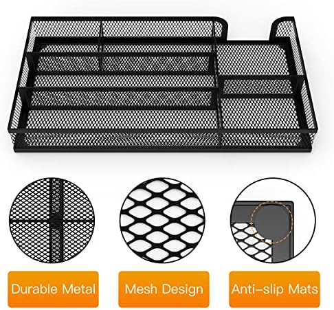Desk Drawer Organizer, Small Metal Mesh Drawer Organizer Tray, Office