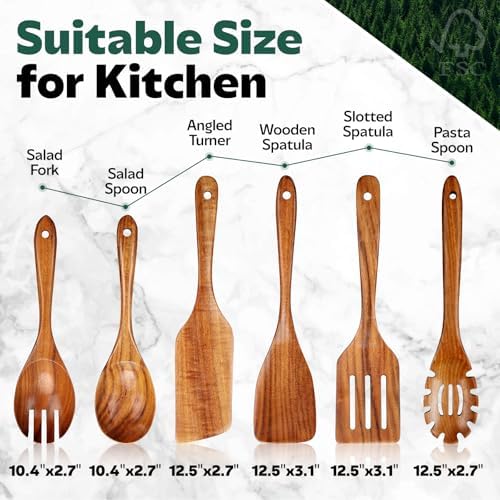 AIUHI 6-Piece Wooden Cooking Utensil Set