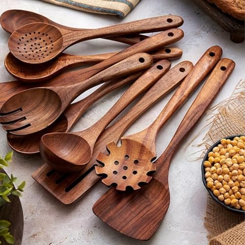 10-Piece Wooden Cooking Utensil Set