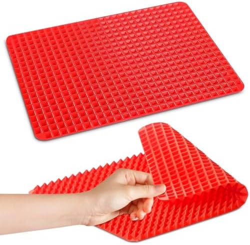 Red Silicone Baking Mat, 16 x 11.42 In, Non-Stick, Pyramid Design