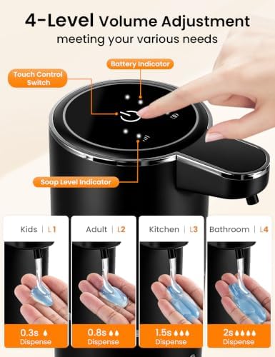 Automatic Soap Dispenser Touchless, Hands-Free, USB Rechargeable Dish