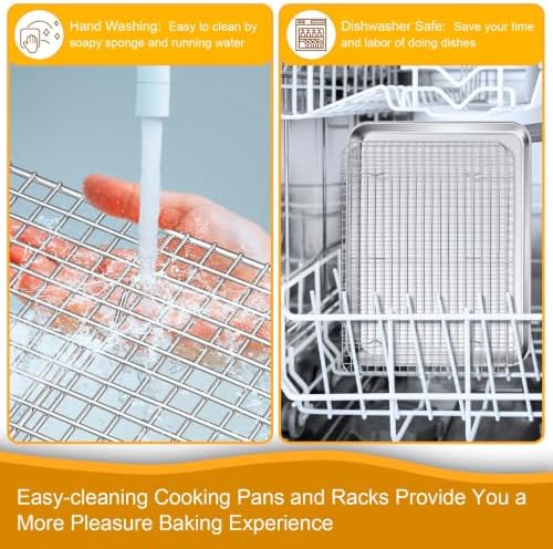 P&P CHEF 19.6 Inch Cookie Baking Sheet Pan with Wire Rack,4 Pcs