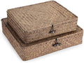 Hipiwe Set of 2 Flat Wicker Storage Basket Bins