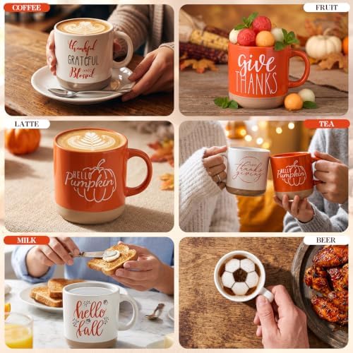 Sieral 6 Pcs Fall Coffee Mugs Thanksgiving 12 oz Ceramic Mug, 6