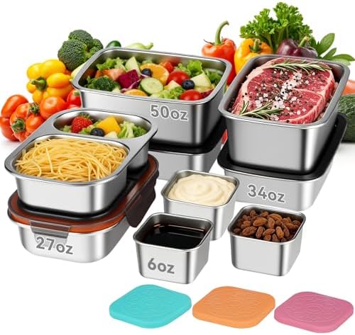 YUANYE 9 Pack Stainless Steel Salad Bowls with Lids