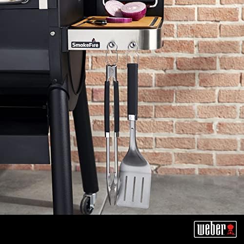 Weber Precision Tongs and Spatula Grilling Tool Set, Stainless Steel