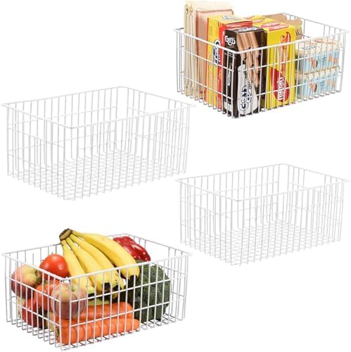 Orgneas Upright Freezer Organizer Bins, Metal Wire Basket