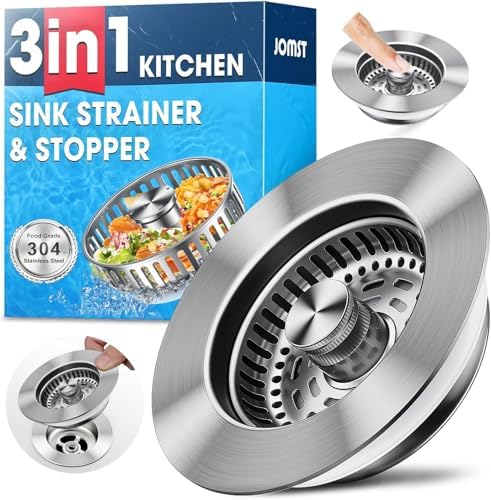3-in-1 Stainless Steel Kitchen Sink Drain Strainer, JOMST Kitchen
