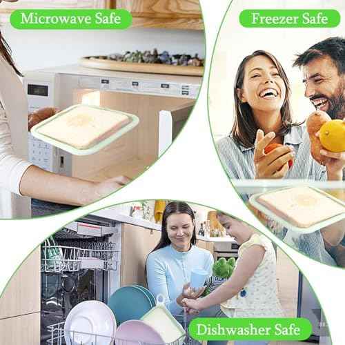 3 Pcs Silicone Sandwich Containers, Green