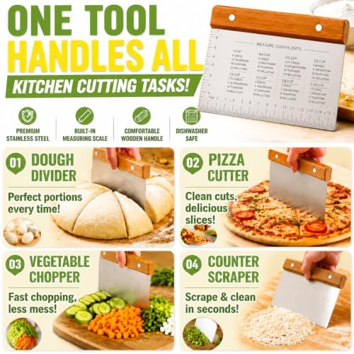 JAYVAR Stainless Steel Dough Scraper & Bench Scraper