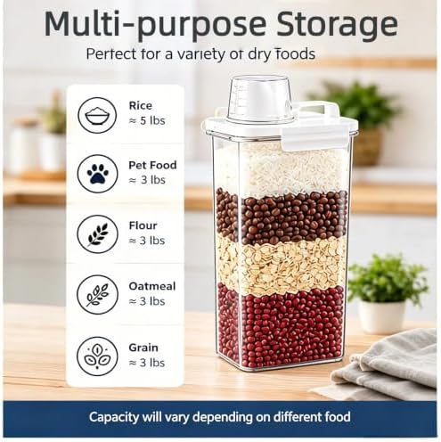 Rice Storage Container, 3-5 Lbs Cereal Containers Storage, Rice