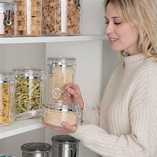 OGGI Clear Canister Airtight 38oz - Clamp Lid & Spoon - Airtight Food