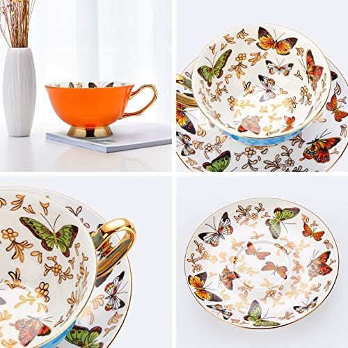 LURRIER Coffee Cup Mug with Saucer for Latte, Cappuccino Tea with