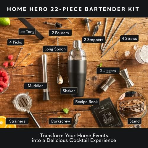 Home Hero Bartender Kit - 22-Piece Cocktail Shaker & Bar Tool Set