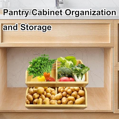 2-Pack Stackable Vegetable Storage Bins, Kitchen and Pantry Organizers