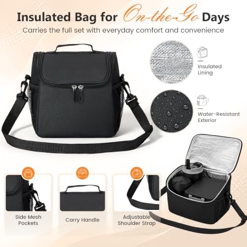 Pawtong Lunch Box Set with 17OZ Food Thermo, Black