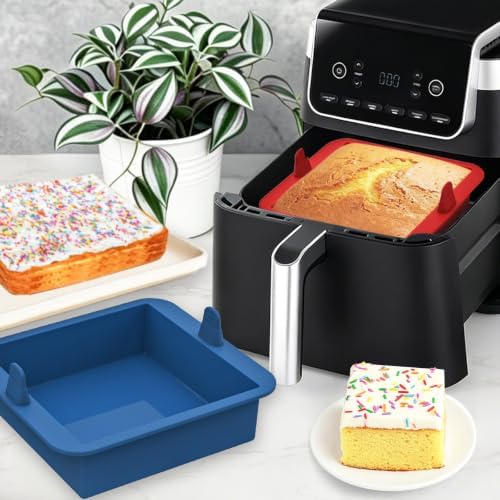 Webake 6 inch Air Fryer Square Cake Pan, Nonstick Platinum Silicone