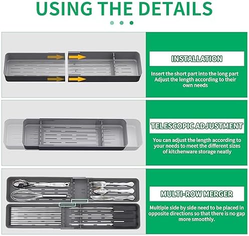 Kitchen Drawer Silverware Organizer, Adjustable Cutlery Organizer