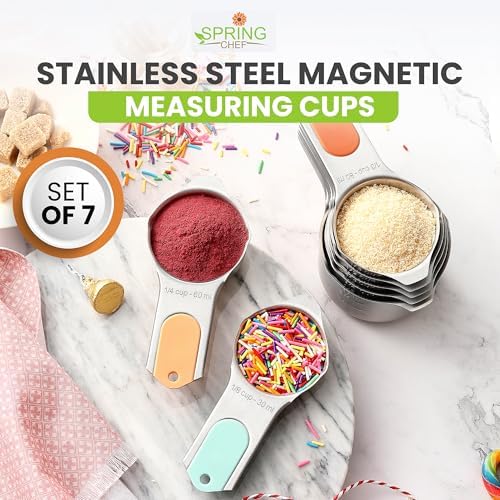 Spring Chef Stainless Steel Magnetic Measuring Cups, Set of 7 & Heavy