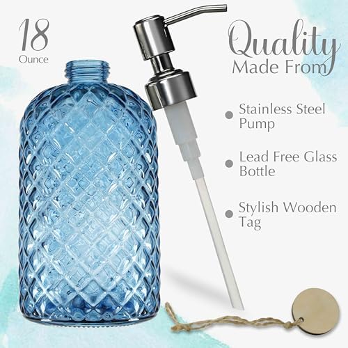 JASAI 18Oz Gem Patterned Glass Soap Dispenser