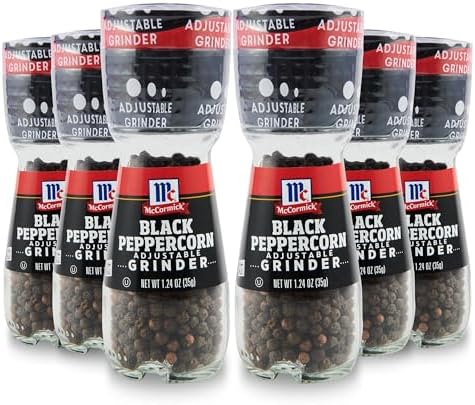 McCormick Black Peppercorn Grinder, 1.24 oz, Pack of 6