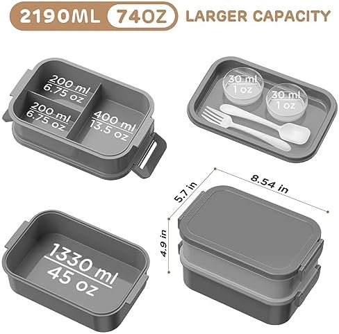 DaCool Adults Lunchbox Bento Box - 74 OZ All-in-One Stackable Lunch